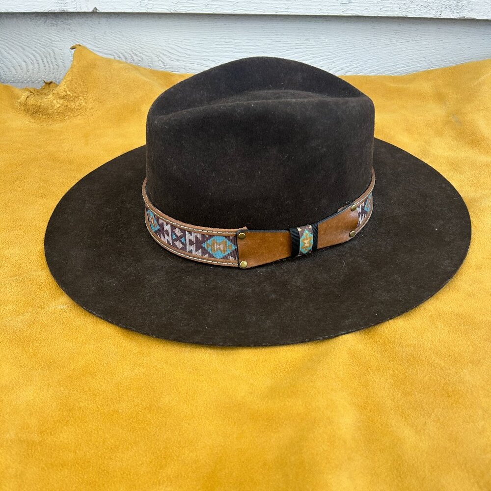 Stampede Hat's Women's One Size Brown Genuine Wool Flat Brim Felt Hat